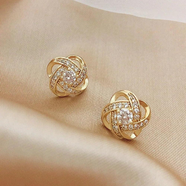 New Exquisite Shiny Zircon Heart Flower Earrings Korean Elegant Square Geometric Crystal Earrings for Women Fashion Jewelry Gift - My Store