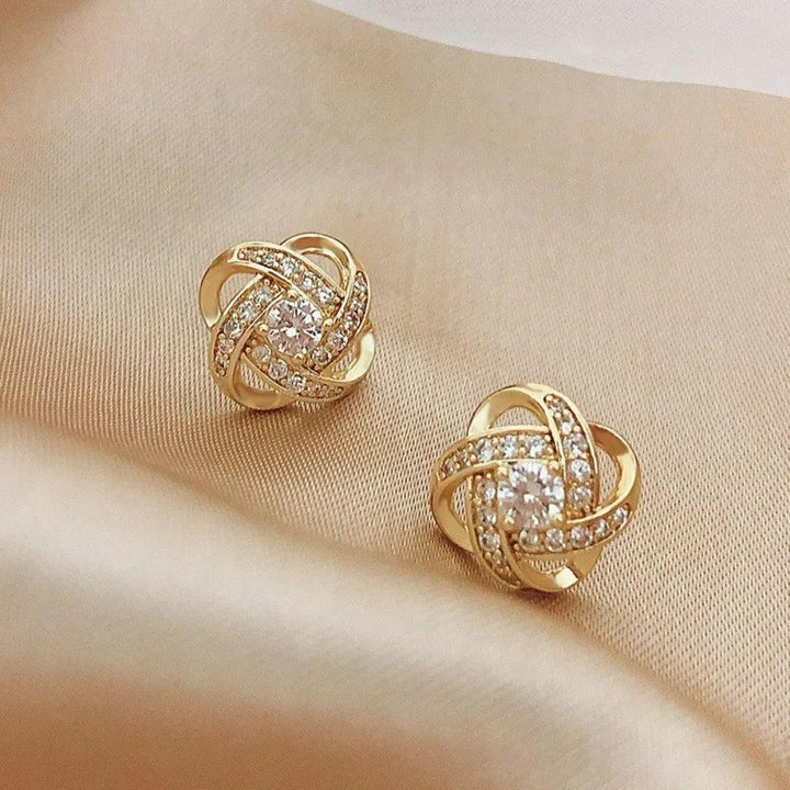 New Exquisite Shiny Zircon Heart Flower Earrings Korean Elegant Square Geometric Crystal Earrings for Women Fashion Jewelry Gift - My Store