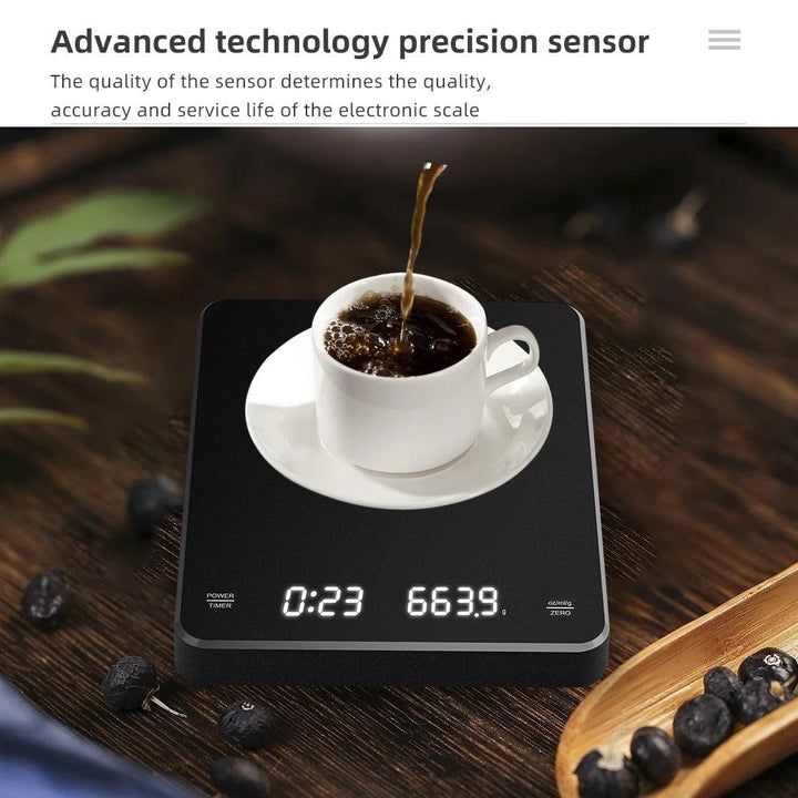 Electronic Timing Coffee Scale 3kg 0.1g Smart Drip Coffee Scales Type-C Charging Coffee Weight with Timer Kitchen Weighing Tools - My Store