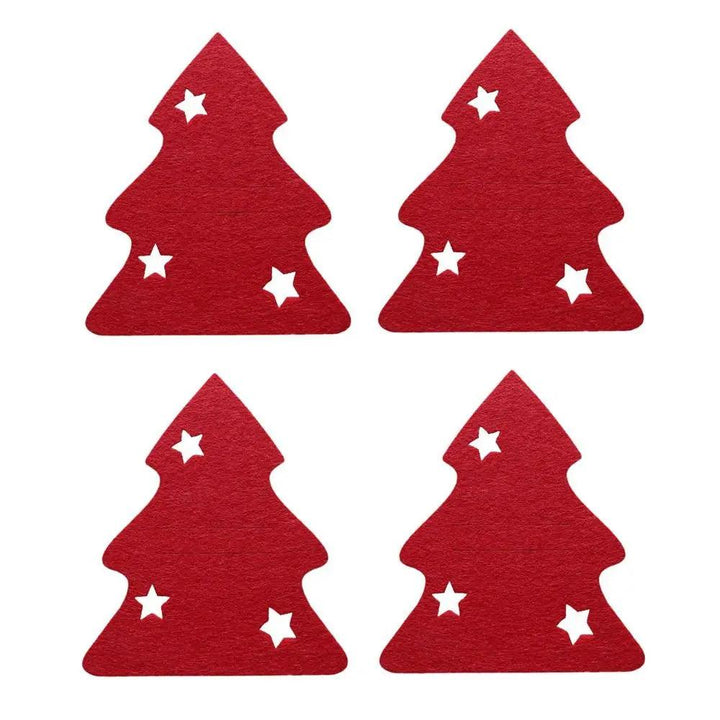 4PCS 44 Styles Christmas Knife and Fork Holder Elk Xmas Tree Pocket Cutlery Bag Non-woven fabric Cookware Organizer Table Decor - My Store