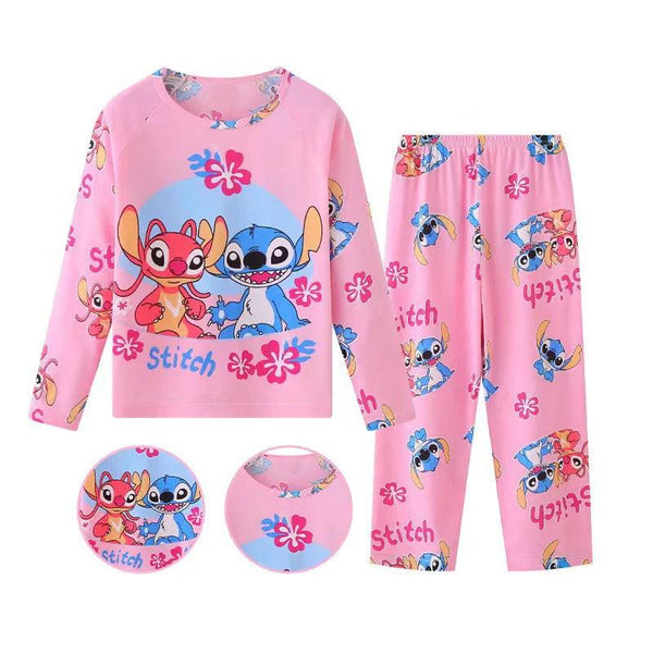 New Spring Children's Clothing Sets Stitch Angel Boy Sleepwear Long sleeved pants Clothes Kids Pajamas Set Baby Girls Pyjamas - My Store