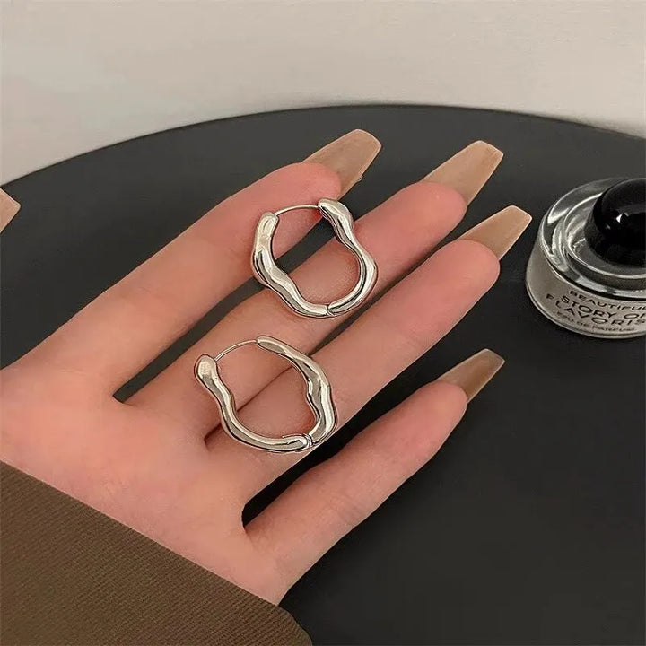 Gold Color Metallic Ear Loops For Women Simple Cool Style Irregular Geometric Ear Buckle Personalized Party HooP Earring Jewelry - My Store