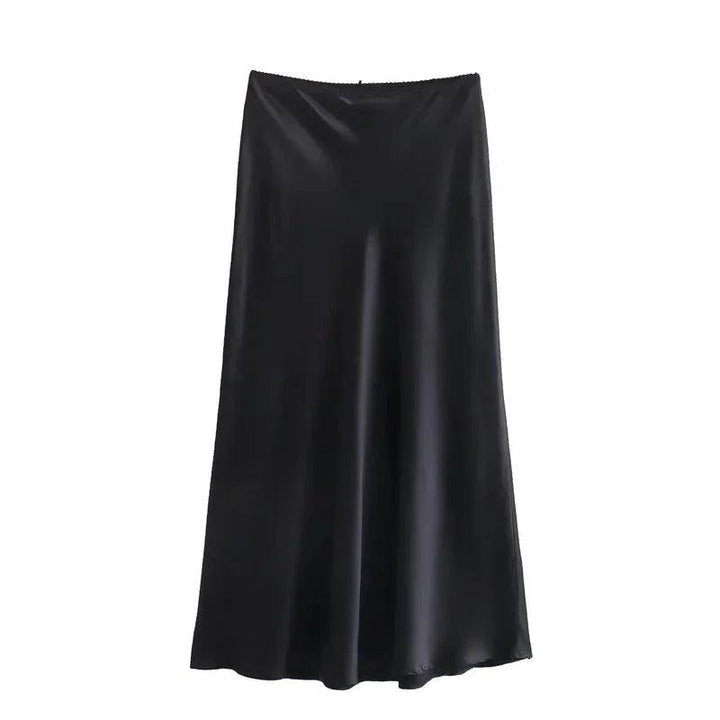 ASDS Black Satin Skirt Woman Bow Elegant Long Skirts For Women 2024 Summer High Waist Midi Skirt Fashion New In Women's Skirts - My Store
