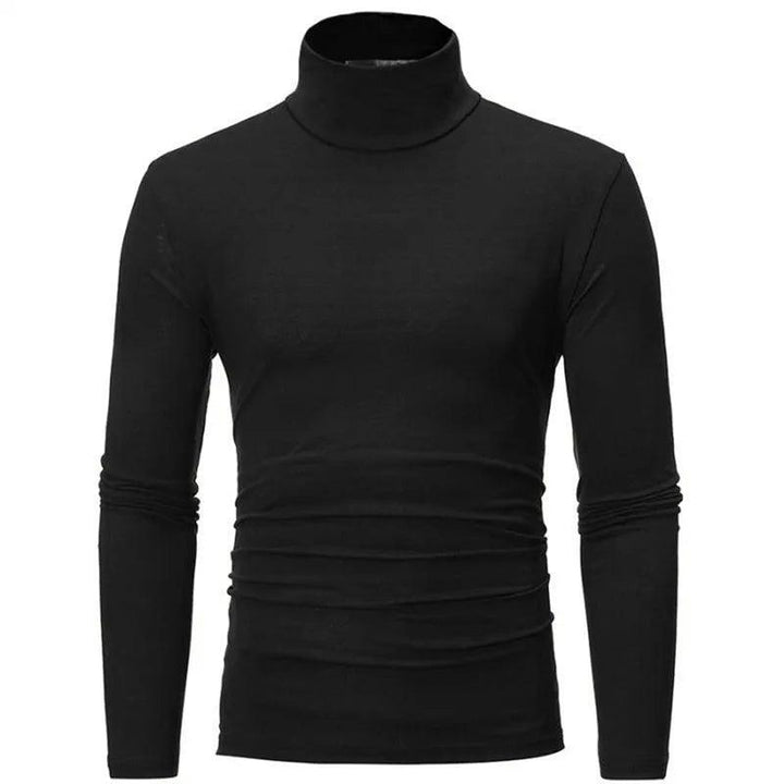 Autumn Winter Men's High Neck T-shirt Slim Fit Fashion High Elastic Long Sleeve Casual Breathable Apparel Pullover Thermal Tops - My Store