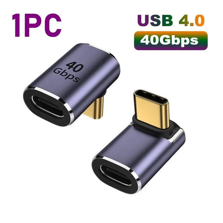 USB 4.0 PD 100W 8K 60Hz Charger Connector for Macbook 40Gbps High Speed USB C OTG U-Shape Straight Angle Male to Female Adapter - My Store