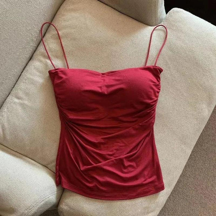 New Women's Halter Top Summer Korean Style Trend Fashion Built-In Women's Bra Stretch Women's Beach Everyday Casual Tank Top - My Store