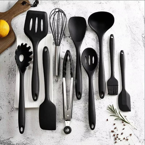 10 PCS Silicone Cookware Set Kitchen Cooking Tools Baking Tools Tableware Silicone Shovel Spoon Scraper Kitchen Accessories - My Store