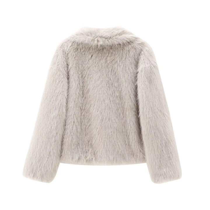 TRAFZA-Women Fashion Winter Solid Big Lapel Coat Faux Fur Coat Jacket New 2025 Autumn Winter Slouchy Burgundy Black Gray Coat - My Store