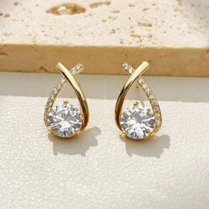 New Exquisite Shiny Zircon Heart Flower Earrings Korean Elegant Square Geometric Crystal Earrings for Women Fashion Jewelry Gift - My Store