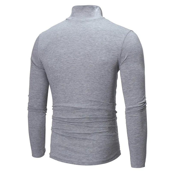 Autumn Winter Men's High Neck T-shirt Slim Fit Fashion High Elastic Long Sleeve Casual Breathable Apparel Pullover Thermal Tops - My Store