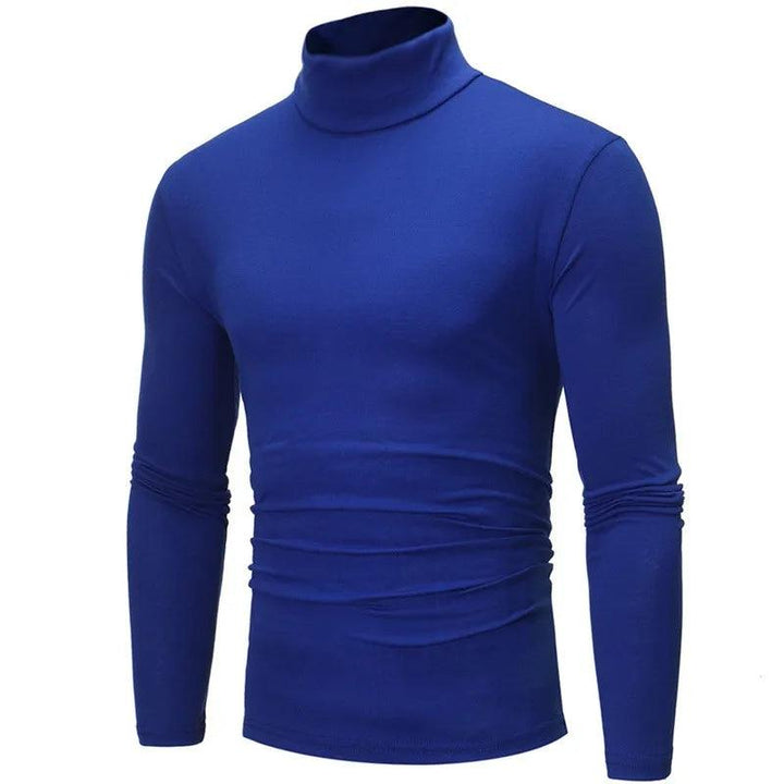 Autumn Winter Men's High Neck T-shirt Slim Fit Fashion High Elastic Long Sleeve Casual Breathable Apparel Pullover Thermal Tops - My Store