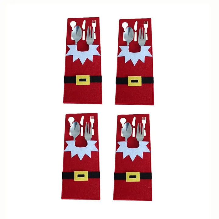 4PCS 44 Styles Christmas Knife and Fork Holder Elk Xmas Tree Pocket Cutlery Bag Non-woven fabric Cookware Organizer Table Decor - My Store