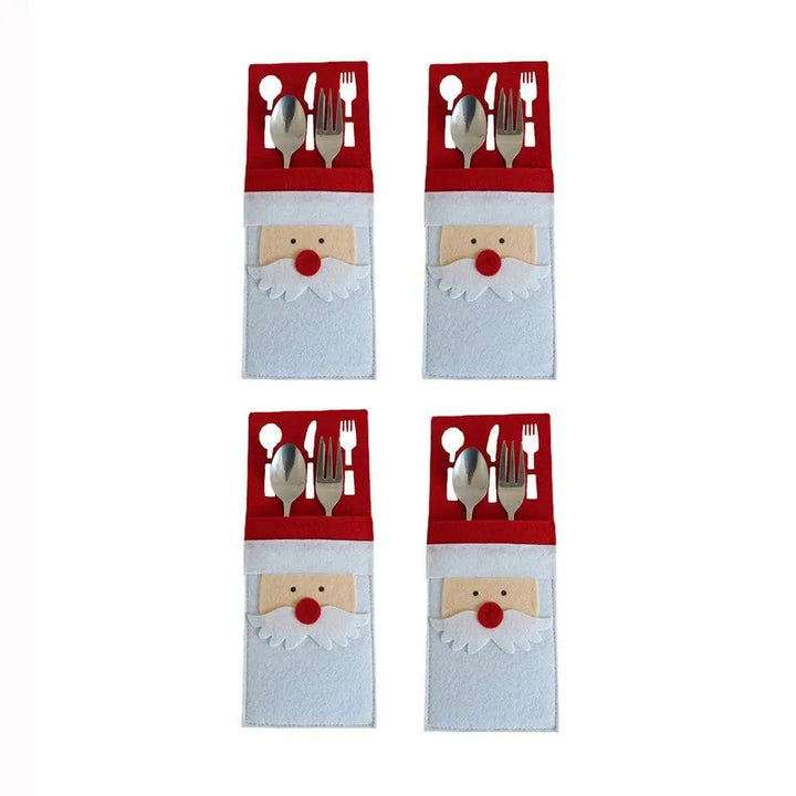 4PCS 44 Styles Christmas Knife and Fork Holder Elk Xmas Tree Pocket Cutlery Bag Non-woven fabric Cookware Organizer Table Decor - My Store