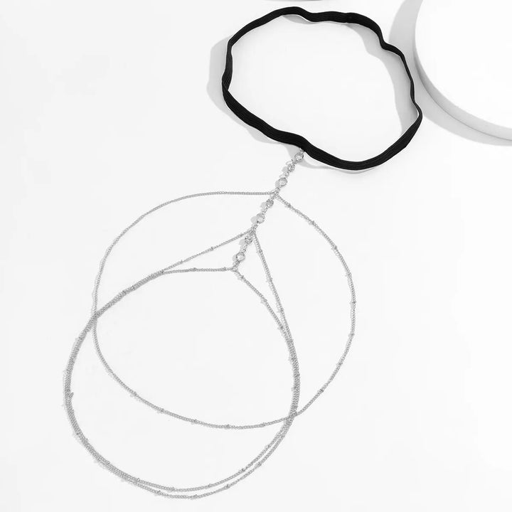 Boho Elastic Band Crystal Leg Thigh Chain for Women Summer Beach Sexy Tassel Multilayer Adjustable Body Jewelry Dress Decorate - My Store