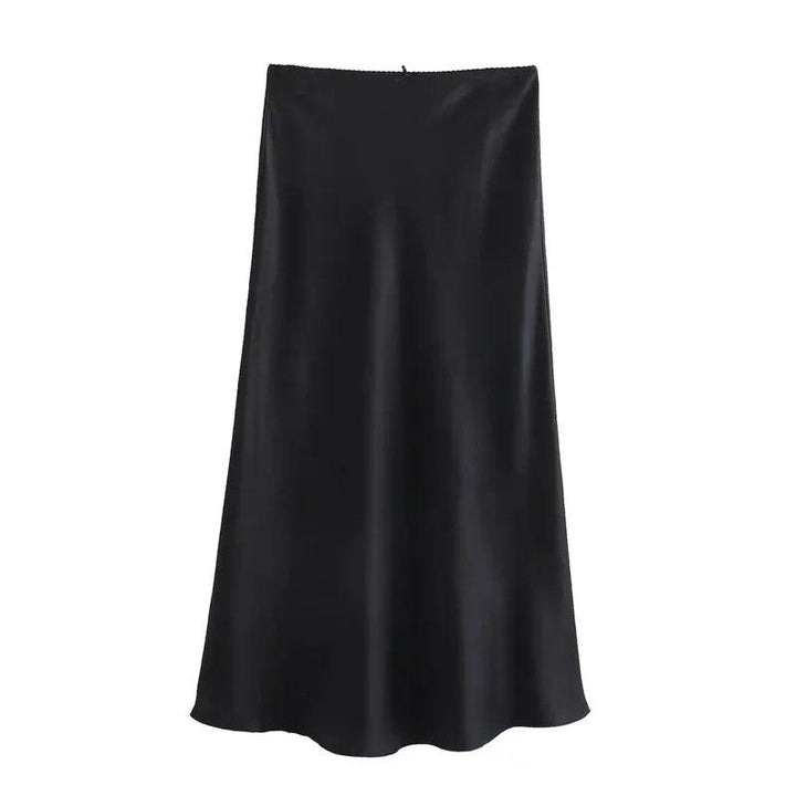 ASDS Black Satin Skirt Woman Bow Elegant Long Skirts For Women 2024 Summer High Waist Midi Skirt Fashion New In Women's Skirts - My Store