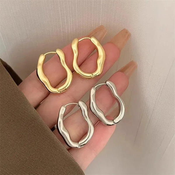 Gold Color Metallic Ear Loops For Women Simple Cool Style Irregular Geometric Ear Buckle Personalized Party HooP Earring Jewelry - My Store