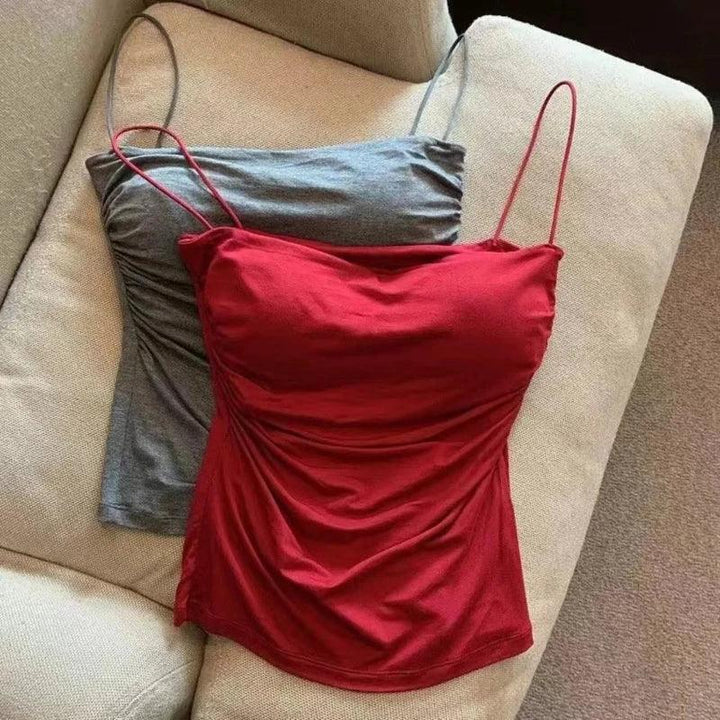 New Women's Halter Top Summer Korean Style Trend Fashion Built-In Women's Bra Stretch Women's Beach Everyday Casual Tank Top - My Store