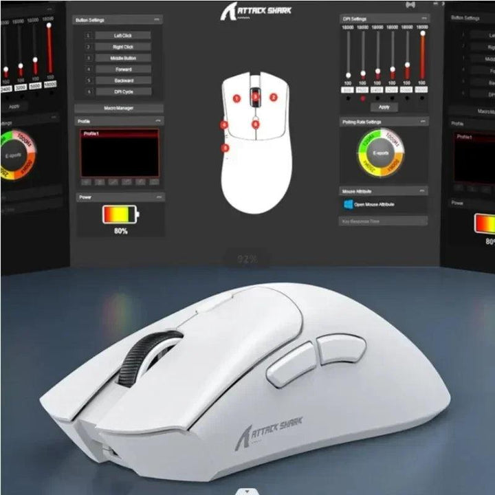 Attack Shark R1 18000dpi Wireless Bluetooth Mouse, Ultra Lightweight Ergonomic Design Mouse, PAW3311 Macro Gaming Mouse - My Store