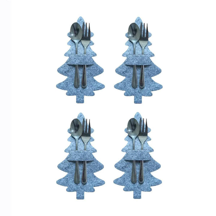 4PCS 44 Styles Christmas Knife and Fork Holder Elk Xmas Tree Pocket Cutlery Bag Non-woven fabric Cookware Organizer Table Decor - My Store