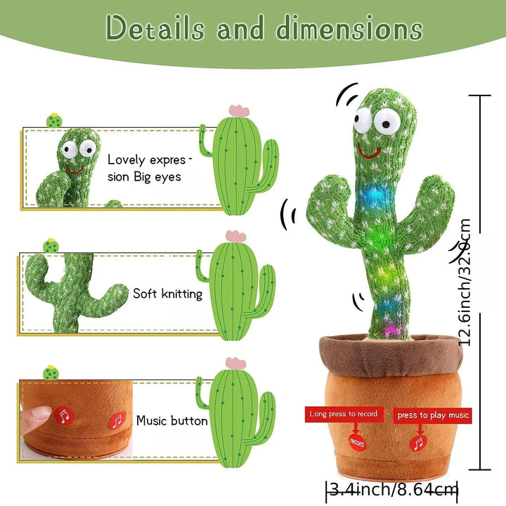Birthday Present Dancing Cactus Electron Plush Toy Soft Plush Doll Babies Cactus That Can Sing And Dance Voice Interactive Bled - My Store