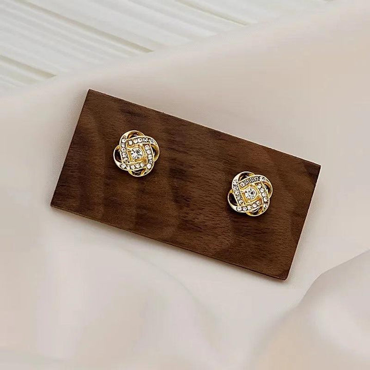 New Exquisite Shiny Zircon Heart Flower Earrings Korean Elegant Square Geometric Crystal Earrings for Women Fashion Jewelry Gift - My Store